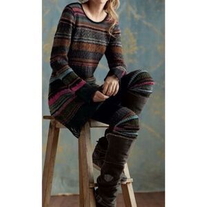 Peruvian Connection Telluride Crochet Alpaca Wool Blend Tunic Sweater/Dress XS